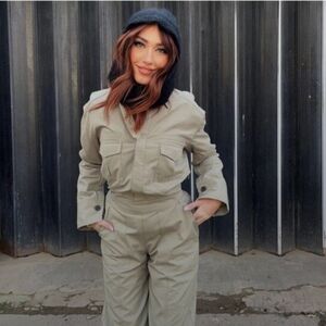 ZARA FULL LENGTH GABARDINE JUMPSUIT